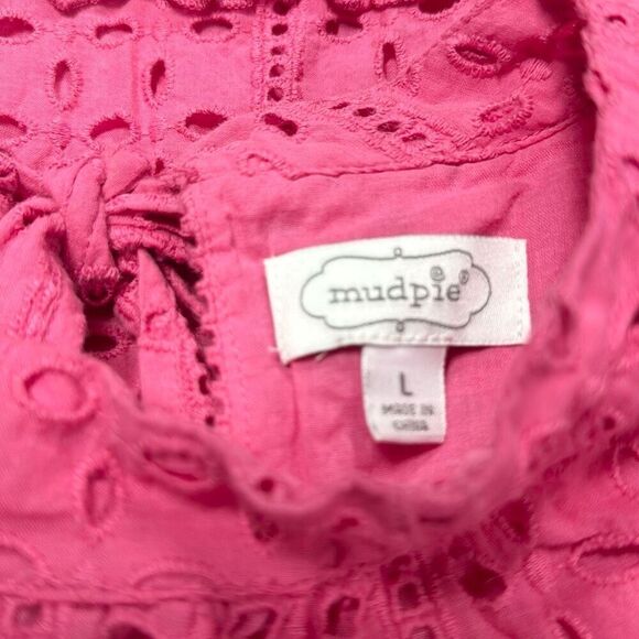 Mud Pie Women's Pink Biles Eyelet Dress Size Large - Picture 6 of 8
